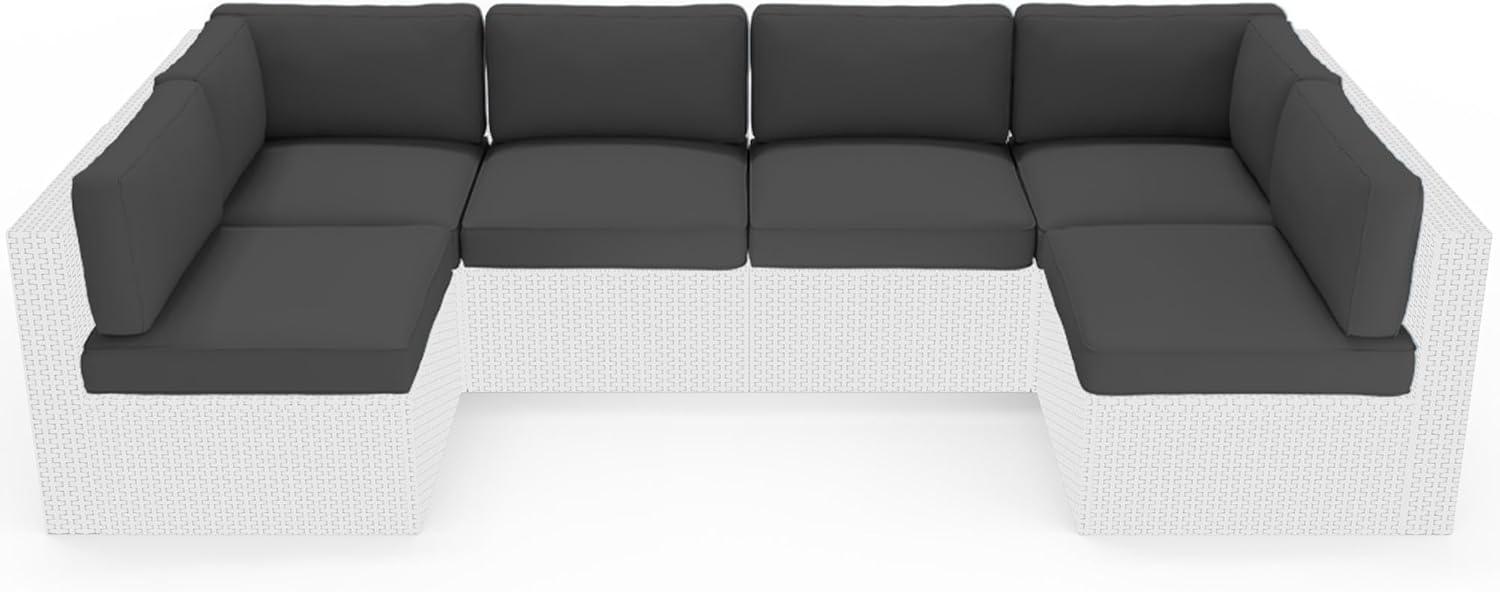 SOLAURA 14Pcs Outdoor Furniture Replacement Cushions, Fits 6-seat Sectional Rattan Conversation Set, Patio Water-Resistant Replacement Sofa Cushions, Grey