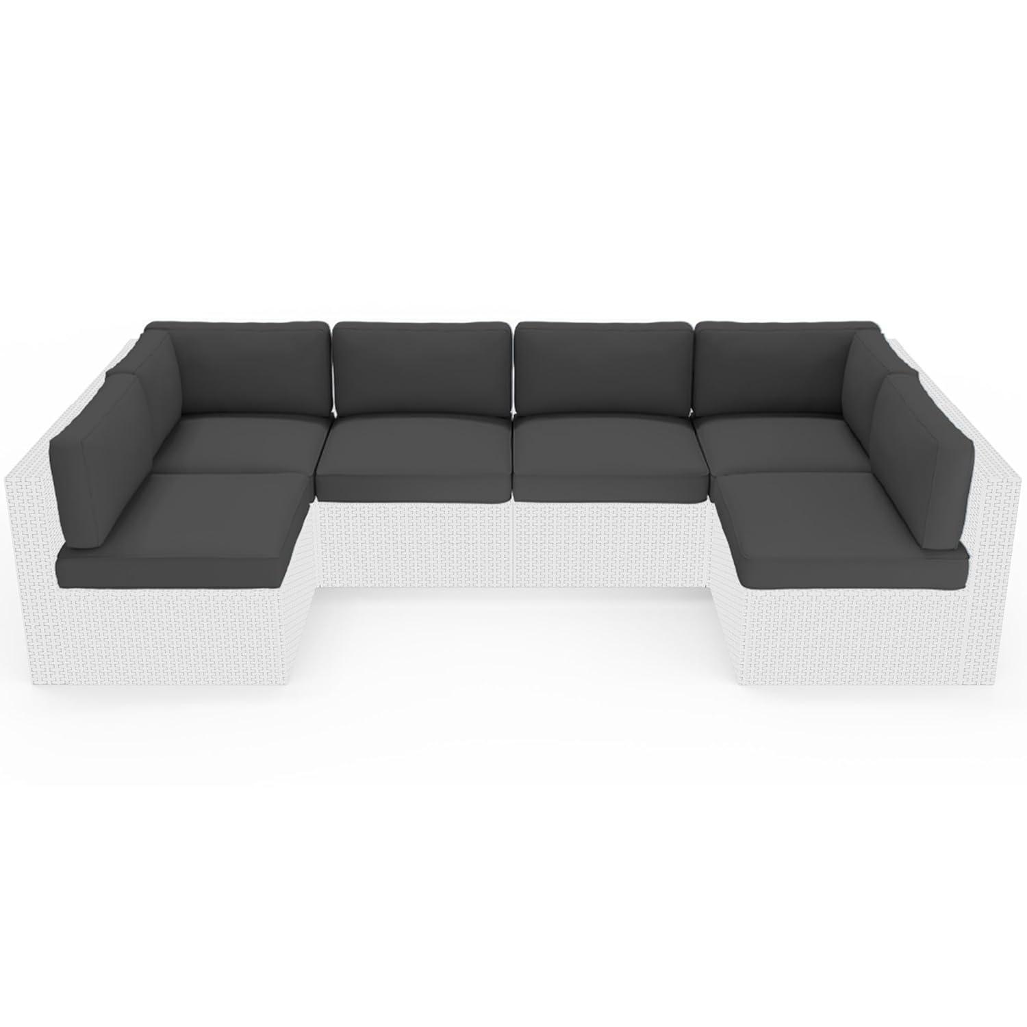 SOLAURA 14Pcs Outdoor Furniture Replacement Cushions, Fits 6-seat Sectional Rattan Conversation Set, Patio Water-Resistant Replacement Sofa Cushions, Grey