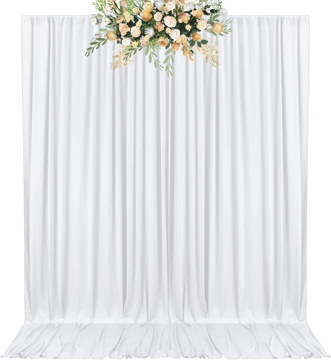 10x10ft White Backdrop Curtain for Parties Wrinkle Free Wedding Baby Curtain Backdrops for Birthday Party