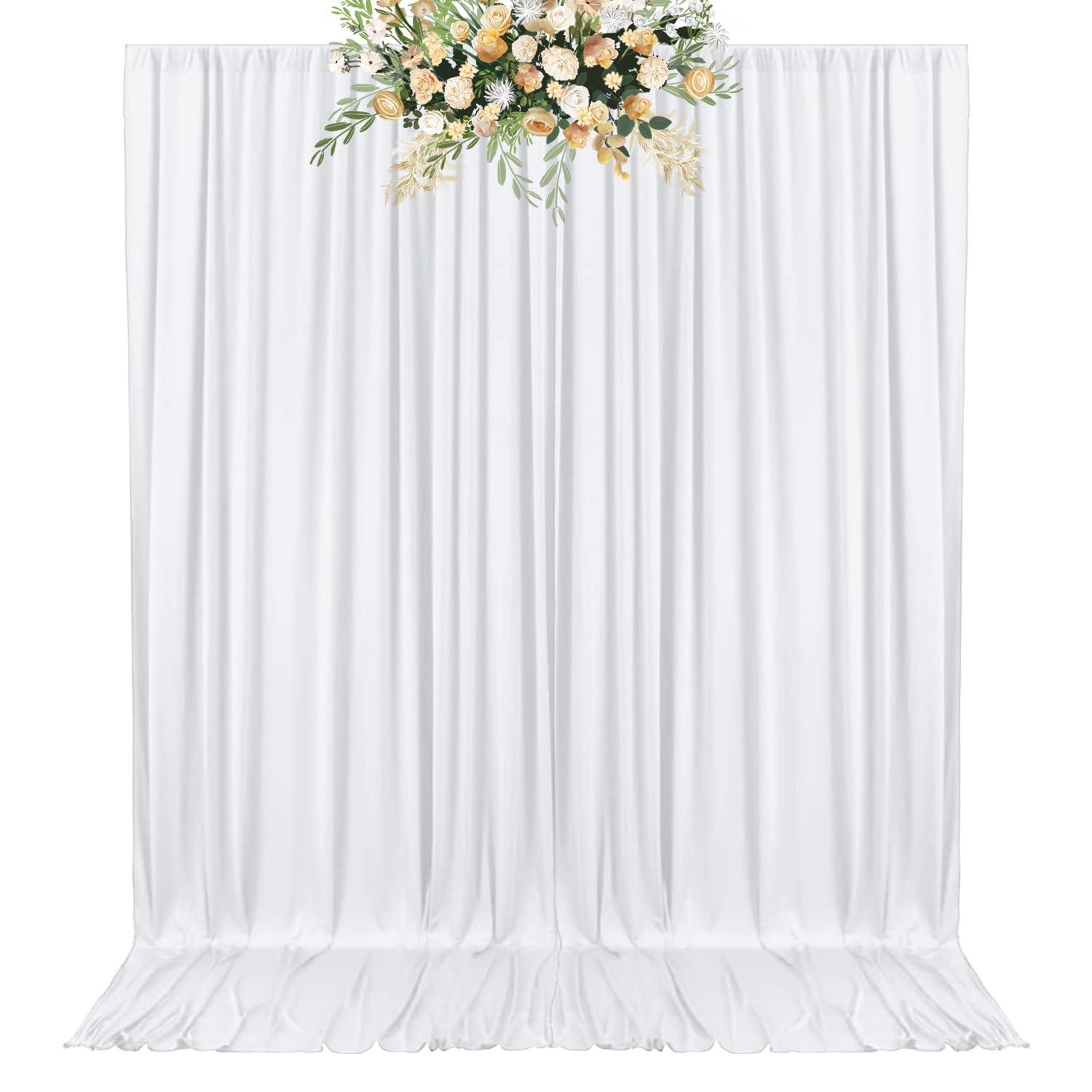 10x10ft White Backdrop Curtain for Parties Wrinkle Free Wedding Baby Curtain Backdrops for Birthday Party