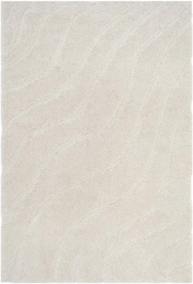Florida Shag SG472 Power Loomed Indoor Area Rug - Creme/Creme - 6'7"x6'7" - Safavieh