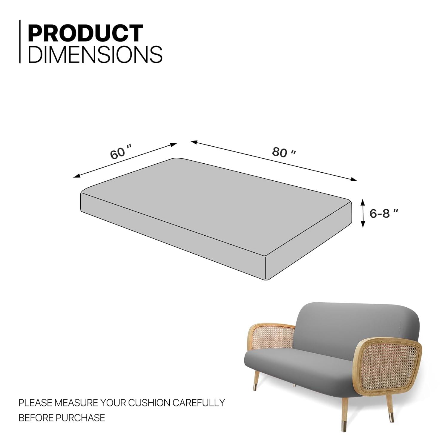 MoNiBloom Solid Futon Cover Slipcover Fit 6"- 8" Futon Mattresses Dark Grey, Queen Size 60x80 Inch