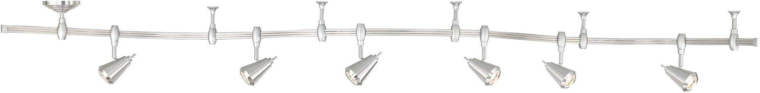 Pro Track Ali 6-Light Heads LED Ceiling Track Light Fixture Kit Dimmable Monorail Silver Brushed Nickel Finish Modern Kitchen Bathroom 108" Wide