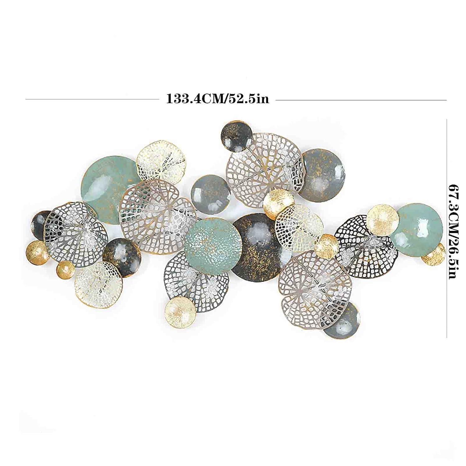 Retro Old 3D Metal Wall Art Décor, Openwork Lotus Leaf Wall Sculptures Hanging for Home Decorations, Living Room, Bedroom, Hotel 52.5'' X 26.5''