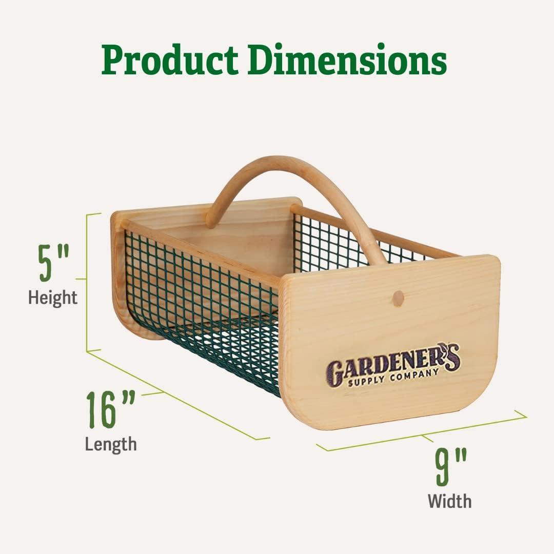 Gardeners Supply Company Garden Hod Harvest Basket | Versatile Gardening Fruits & Vegetables Gathering Basket | Natural Smooth Pine - Maple Frame &