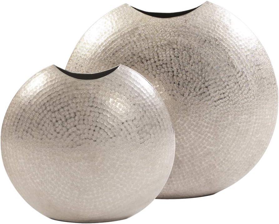 Howard Elliott Frosted Decorative Metal Vase for Centerpiece, Mettalic Silver Accent Table Vase with Hammered Texture for Home, Console Table, Entryway & Living Room, 10.25 x 5 x 10.75 Inch, Small