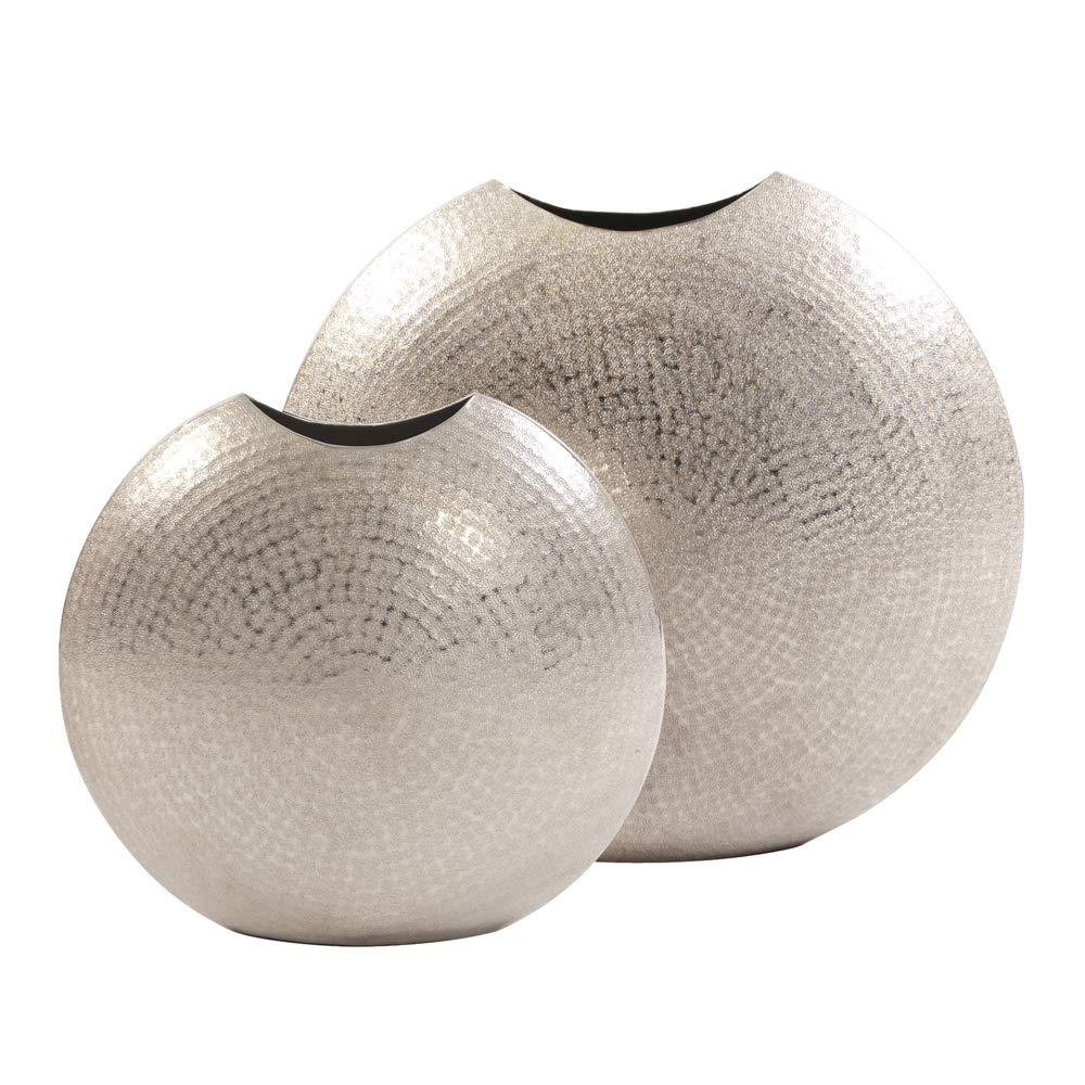 Howard Elliott Frosted Decorative Metal Vase for Centerpiece, Mettalic Silver Accent Table Vase with Hammered Texture for Home, Console Table, Entryway & Living Room, 10.25 x 5 x 10.75 Inch, Small