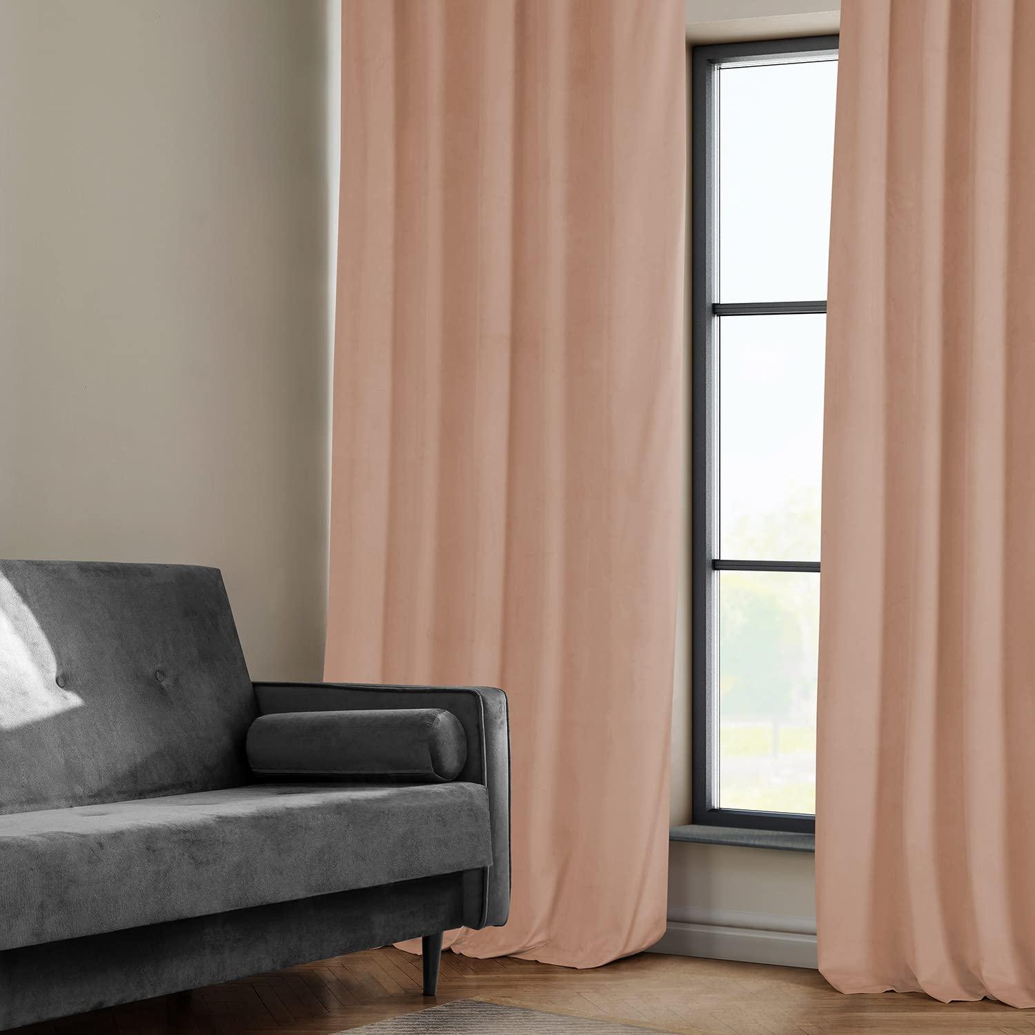 HPD Half Price Drapes Heritage Plush Velvet Curtains 108 Inches Long Room Darkening Curtains for Bedroom & Living Room 50W x 108L, (1 Panel), Peach Blossom