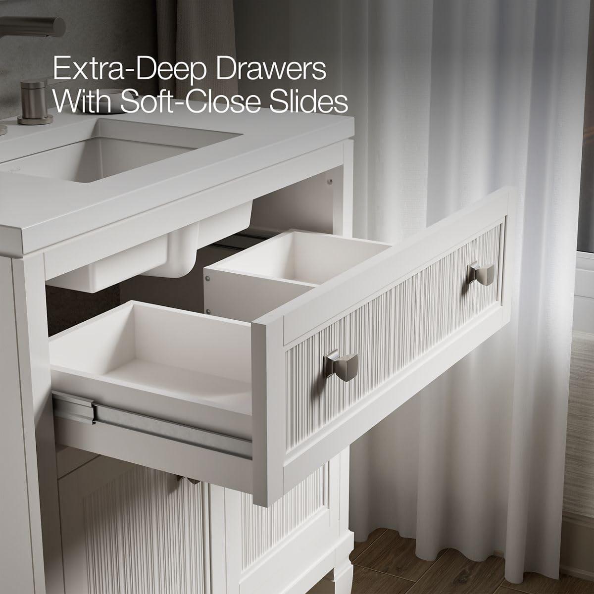 Hearthaven 30'' Free Standing Single Bathroom Vanity Cabinet with Sink and Quartz Top