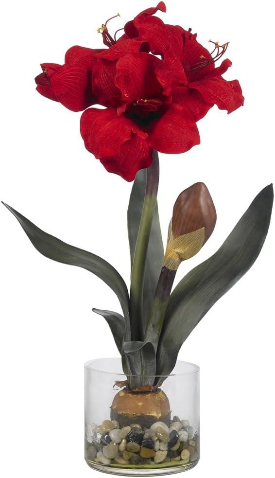 Nearly Natural Amaryllis with Round Vase