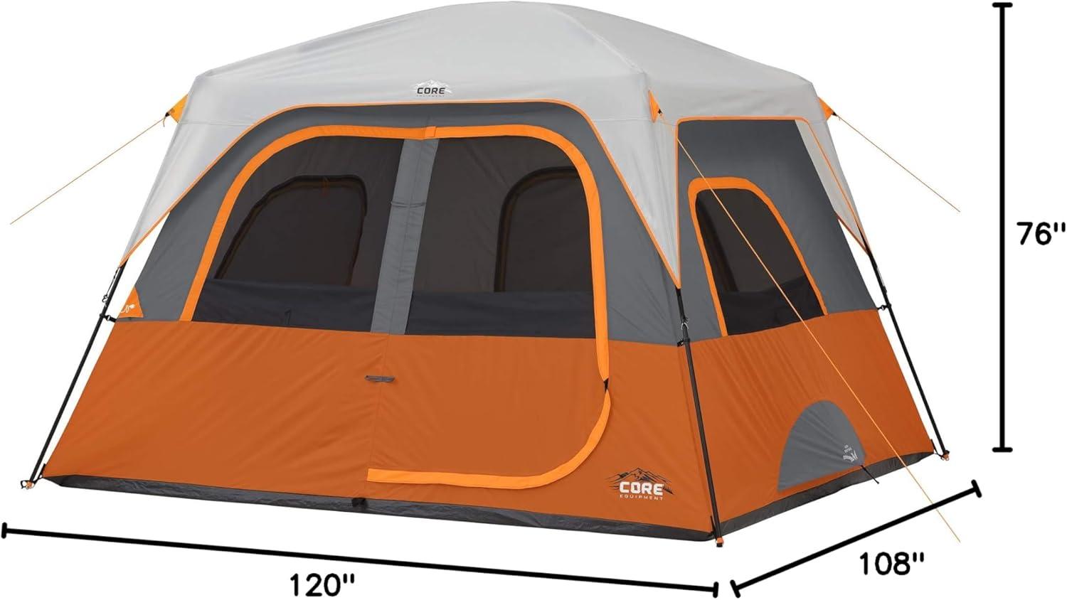 Core Equipment 6 Person Straight Wall Tent - Orange