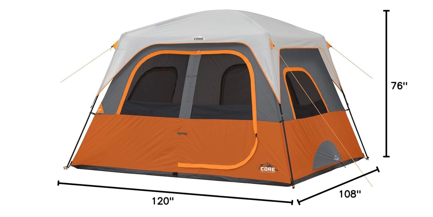 Core Equipment 6 Person Straight Wall Tent - Orange