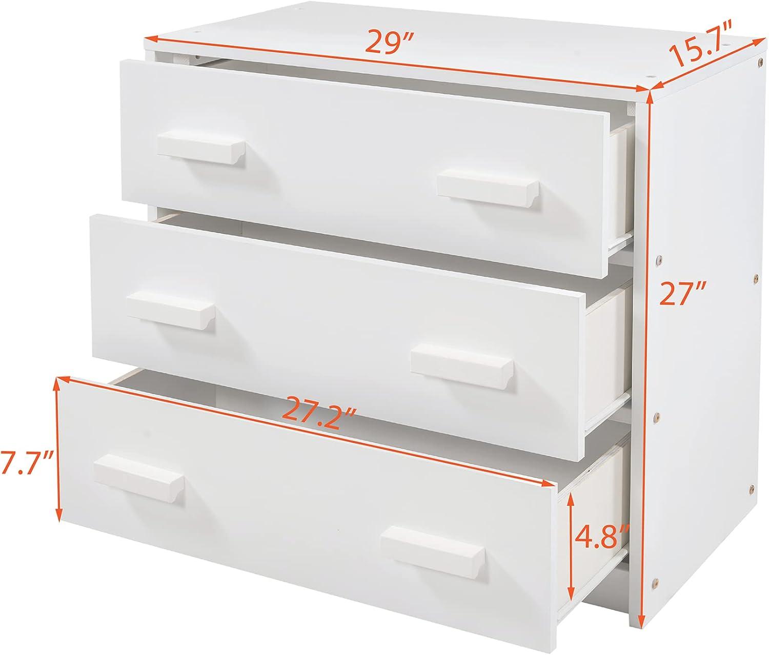 Harper & Bright Designs Low Loft Beds with Storage Drawers, Wooden Twin Loft Bed with Cabinet and Bedside Tray, Kids Loft Bed for Girls & Boys (Twin, White)