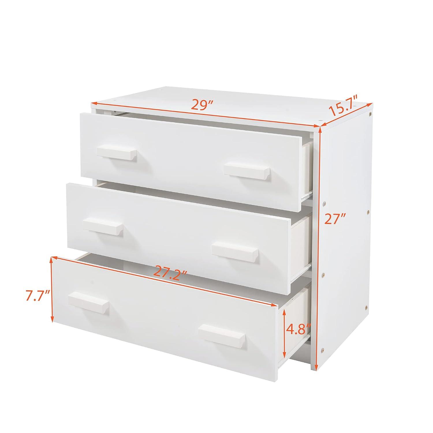 Harper & Bright Designs Low Loft Beds with Storage Drawers, Wooden Twin Loft Bed with Cabinet and Bedside Tray, Kids Loft Bed for Girls & Boys (Twin, White)