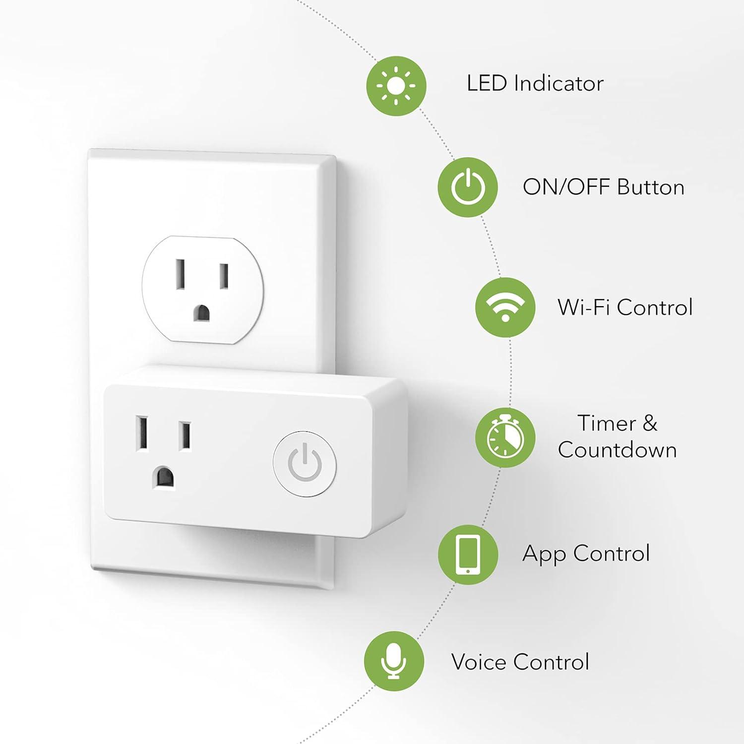 BN-LINK WiFi Heavy Duty Smart Plug Outlet, No Hub Required with Timer Function, White, Compatible with Alexa and Google Assistant, 2.4 Ghz Network Only (2 Pack)