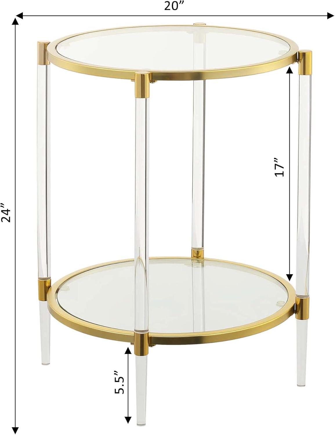 Convenience Concepts Royal Crest Acrylic Clear Glass End Table with Gold Frame