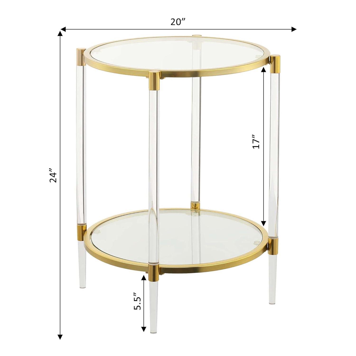 Convenience Concepts Royal Crest Acrylic Clear Glass End Table with Gold Frame