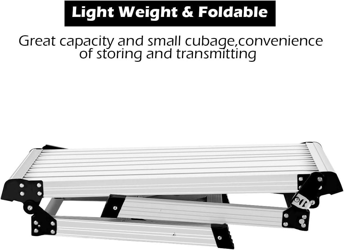 GVN Heavy Duty Portable Bench Aluminum Folding Step Ladder, Capacity Steel Ladder for Household and Office