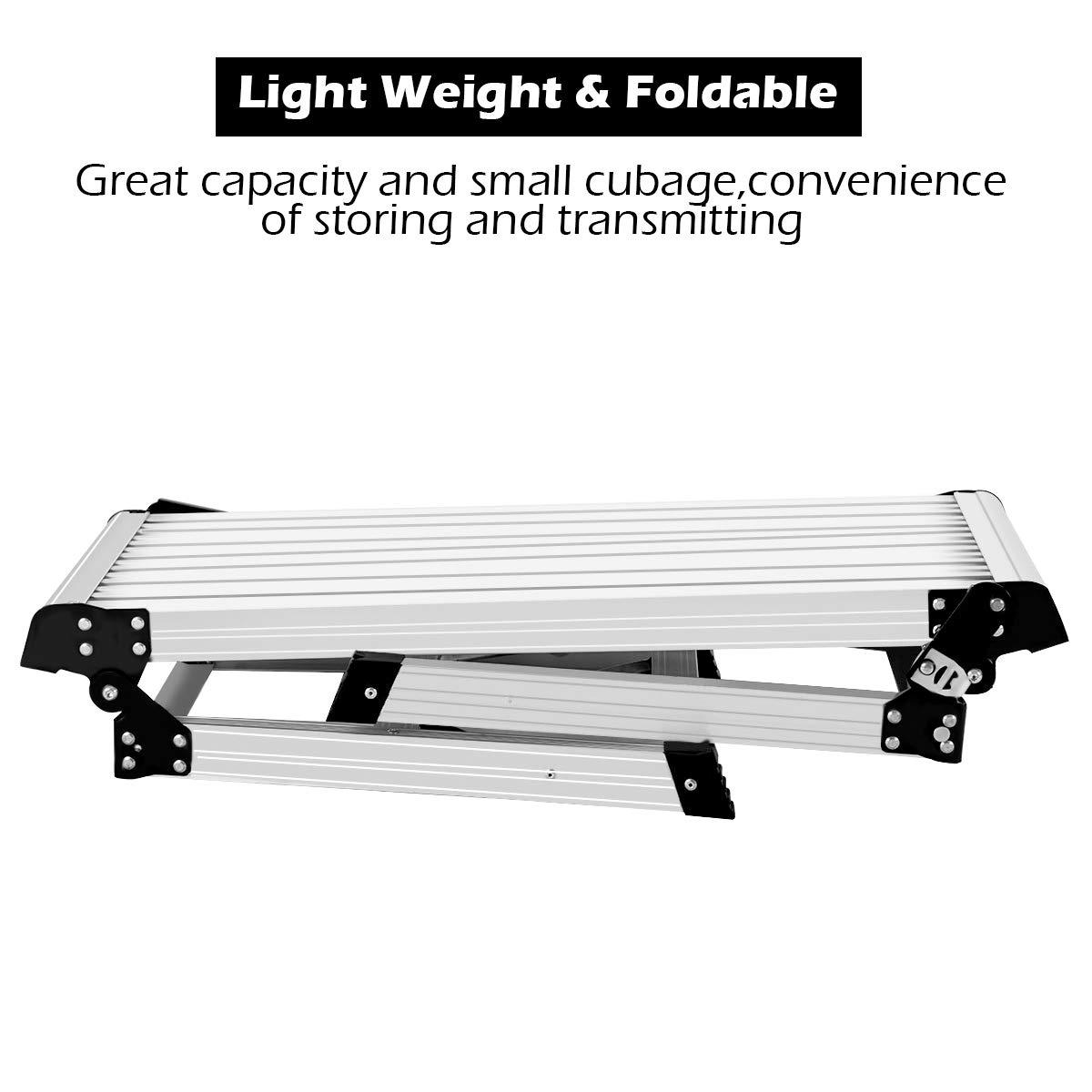 GVN Heavy Duty Portable Bench Aluminum Folding Step Ladder, Capacity Steel Ladder for Household and Office