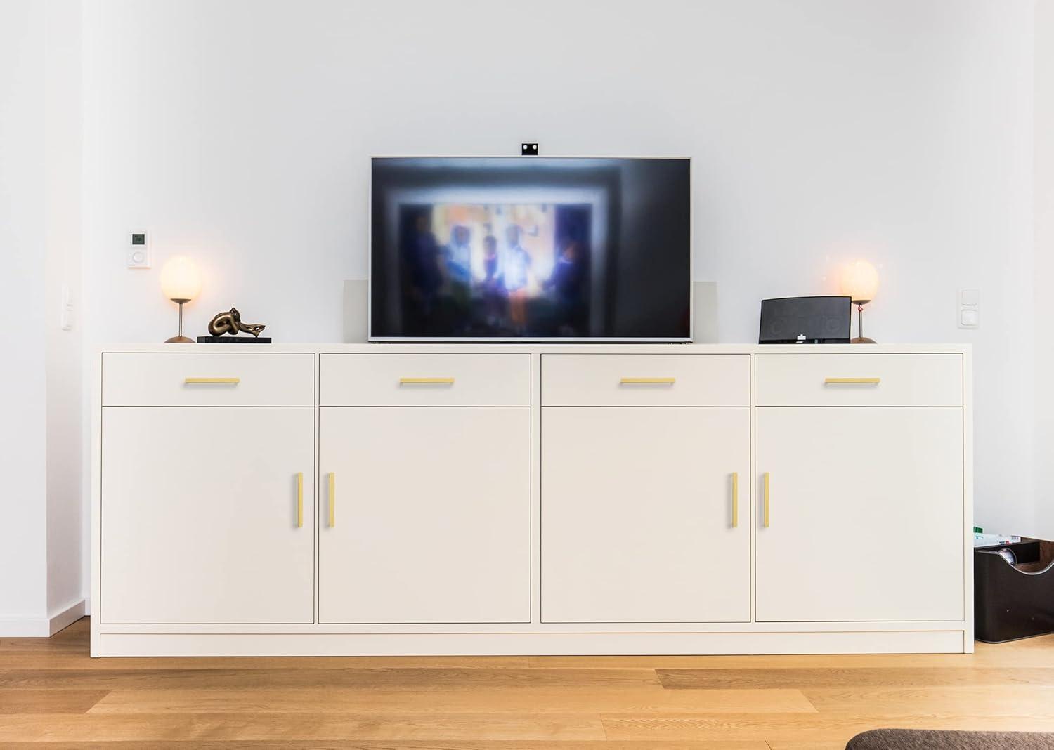 Ravinte 30 Pack 5 Inch Stainless Steel Cabinet Handles Square Cabinet Pulls Brushed Brass Cabinet Hardware Kitchen Cabinet Drawer Pulls Come with Screwdriver