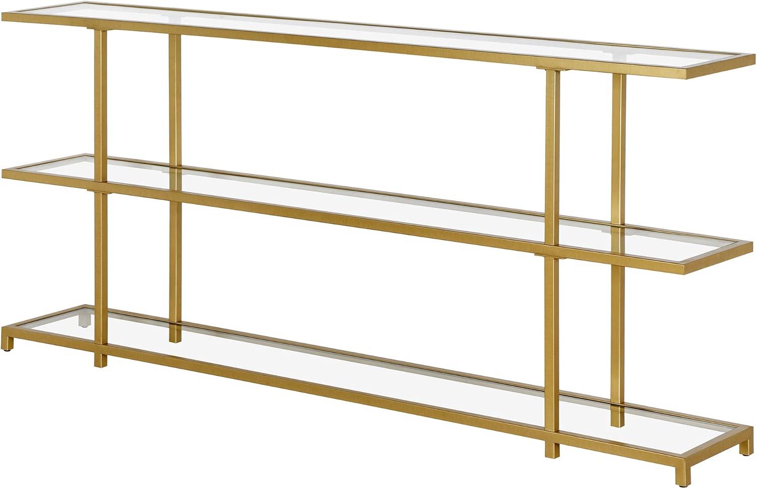 Evelyn&Zoe Greenwich 64" Wide Rectangular Console Table, Brass