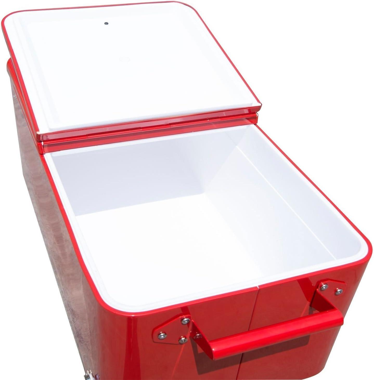 IRHOMA Outsunny 80 QT Rolling Cooling Bins Ice Chest on Wheels Outdoor Stand Up Drink Cooler Cart for Party