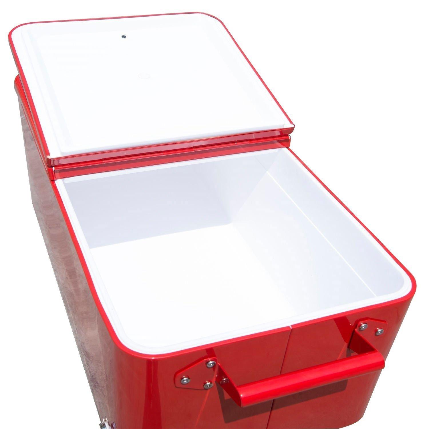 IRHOMA Outsunny 80 QT Rolling Cooling Bins Ice Chest on Wheels Outdoor Stand Up Drink Cooler Cart for Party