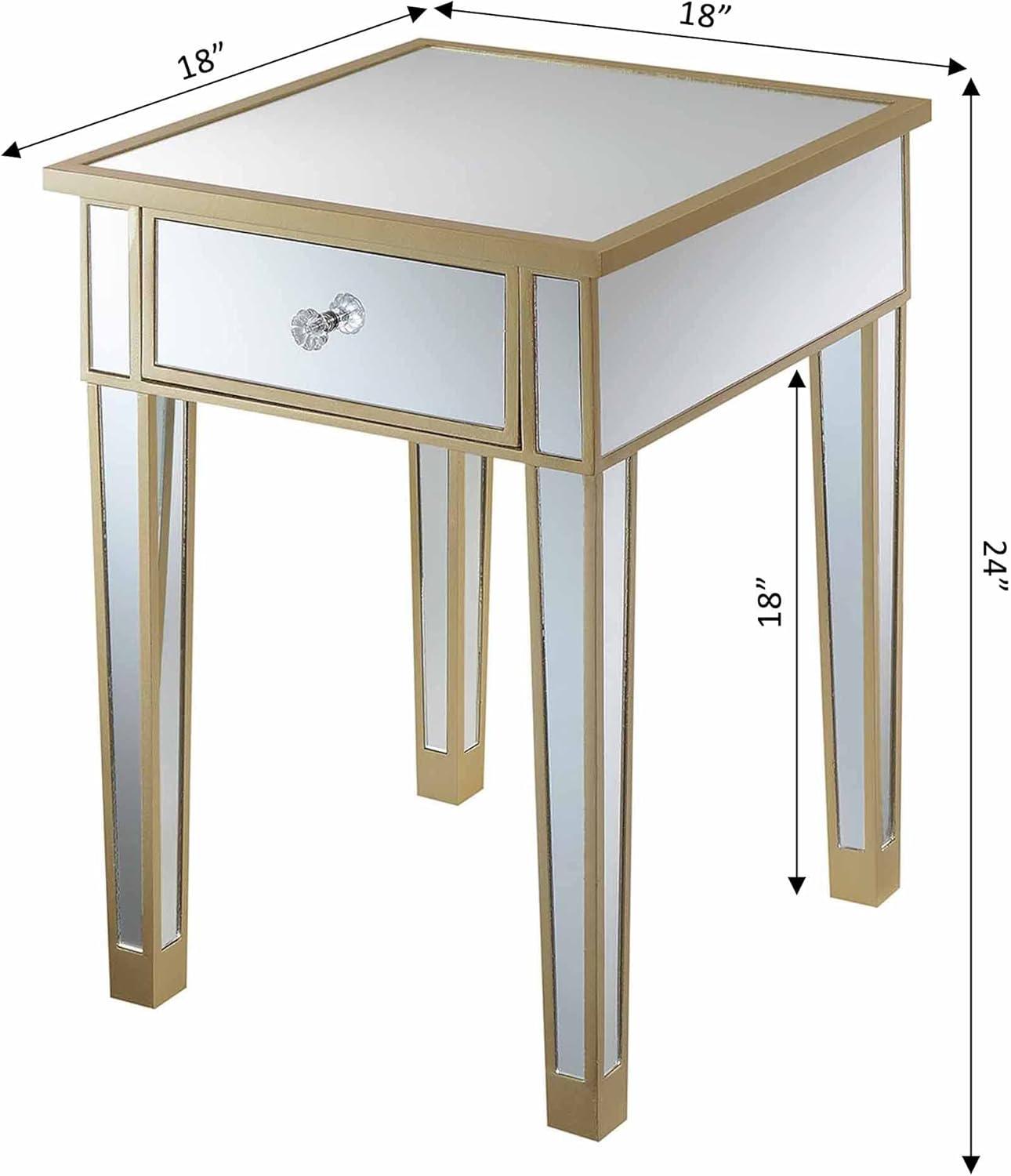 Convenience Concepts Gold Coast Mirrored End Table with Drawer, Multiple Colors