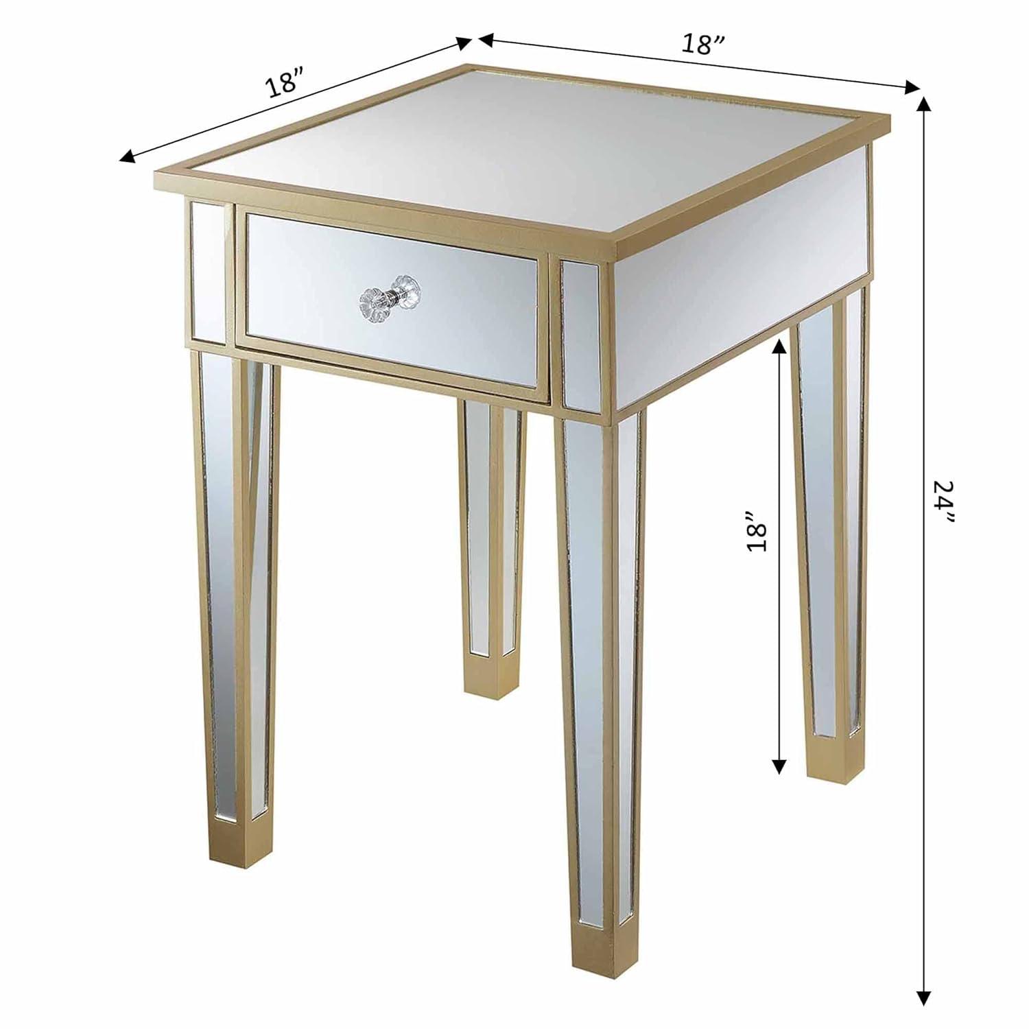 Convenience Concepts Gold Coast Mirrored End Table with Drawer, Multiple Colors