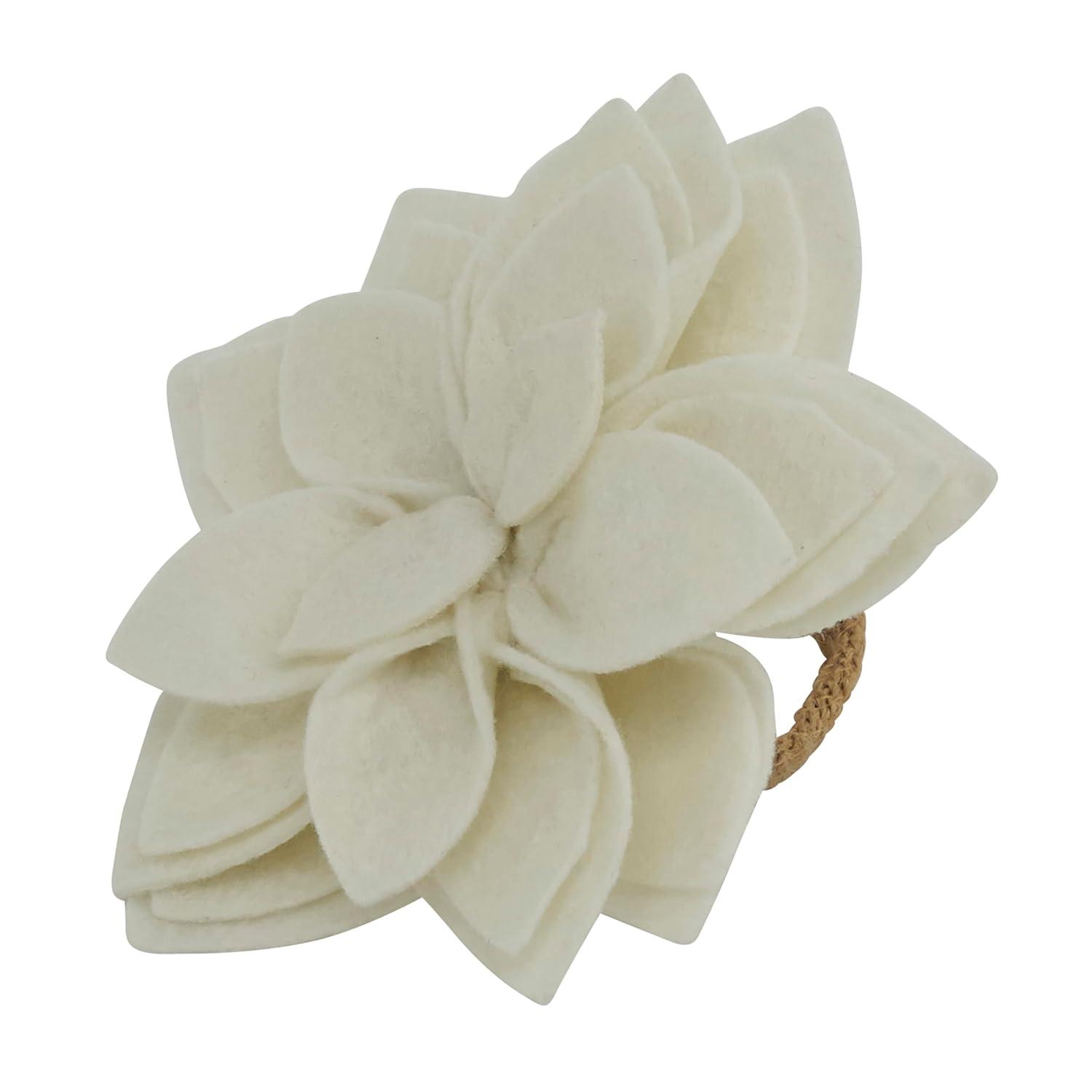 Flower: 100% Felt - Ring: 100% Jute Napkin Ring (Set of 4)