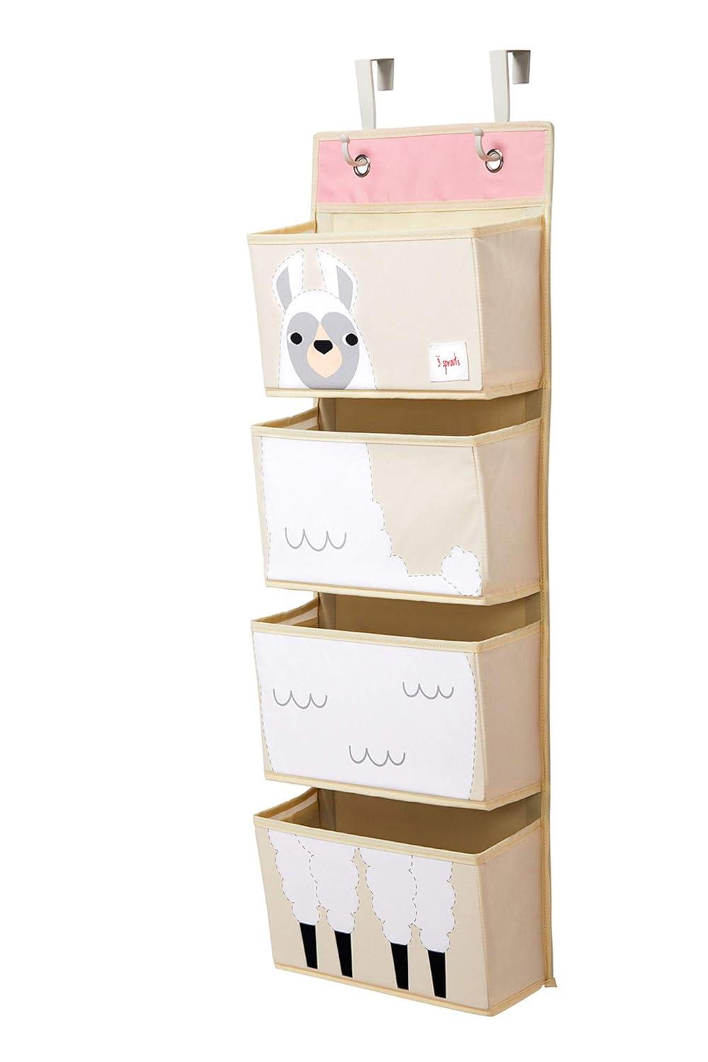 3 Sprouts 3 Sprouts - Children's Nursery Over the Door Organizer with Hooks - Llama