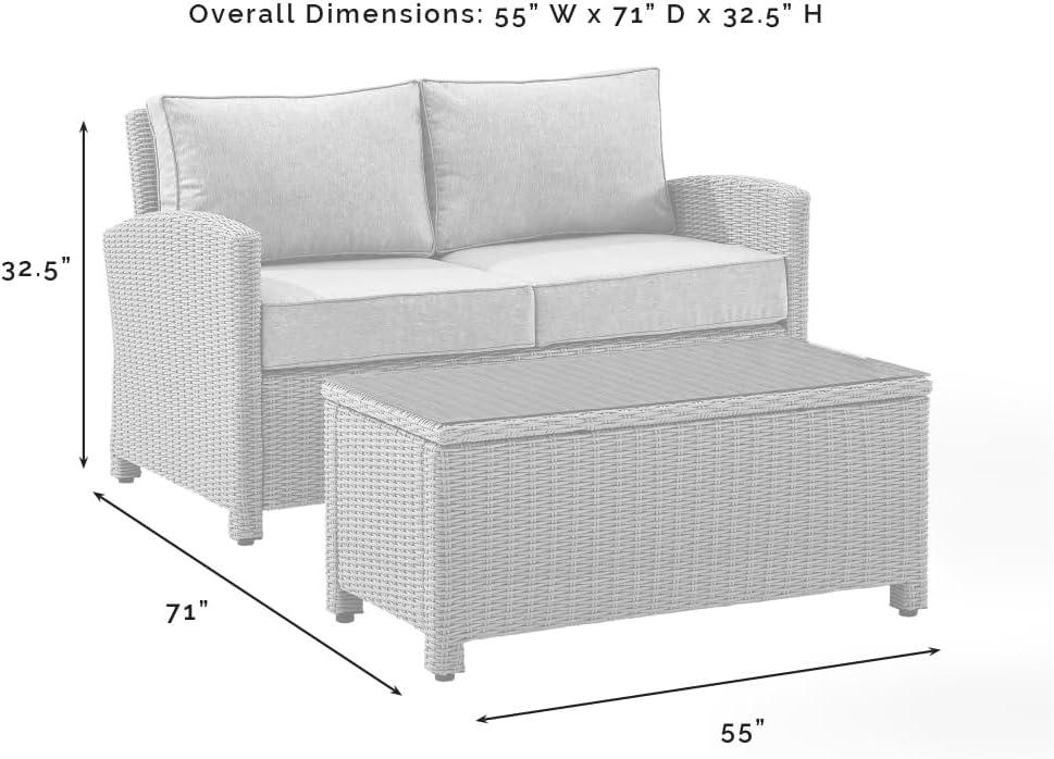 Bradenton 2pc Outdoor Wicker Conversation Set - Navy - Crosley: Steel Frame, UV-Resistant, with Coffee Table