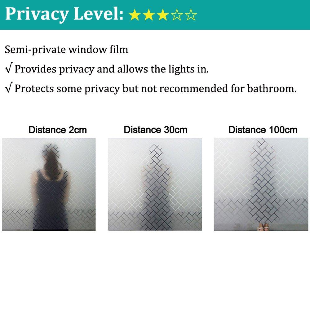 No Glue Privacy Window Film, Frosted Window Tint Stained Glass Static Cling Window Decor/Privacy Protection/Heat Control/Anti UV for Home/Office, 35.5x78.5 inch