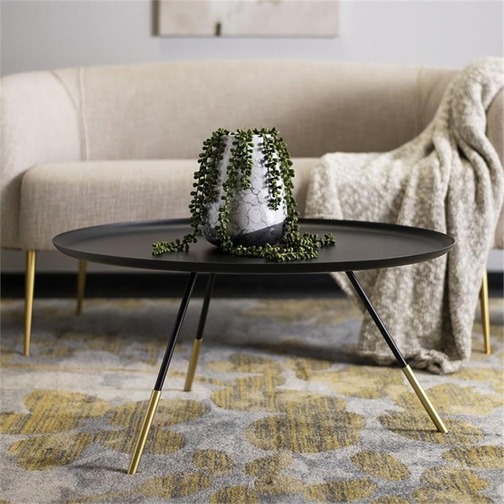 Orson Coffee Table with Metal Gold Cap - Black/Gold - Safavieh