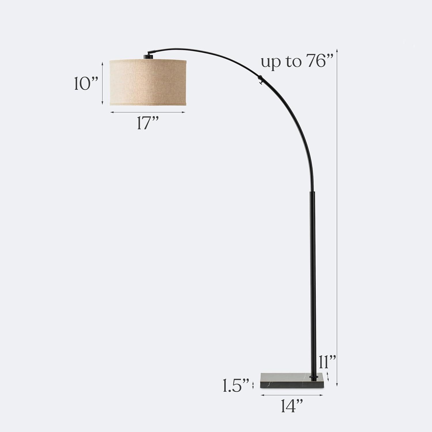 Brightech Logan 76 in. Adjustable and Extendable LED Arched Gold Floor Lamp with Weighted Marble Base - LED Bulb Included