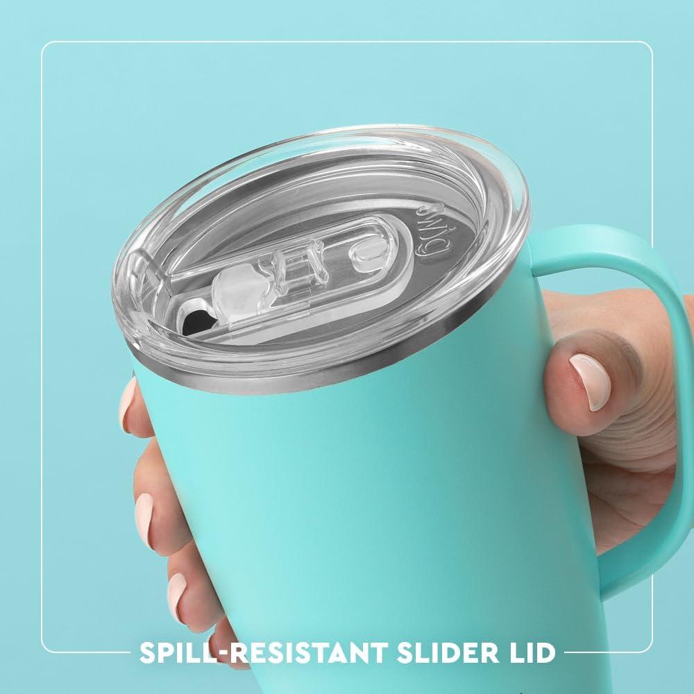 Swig Life 18oz Travel Mug | Insulated Stainless Steel Tumbler with Handle | Aqua