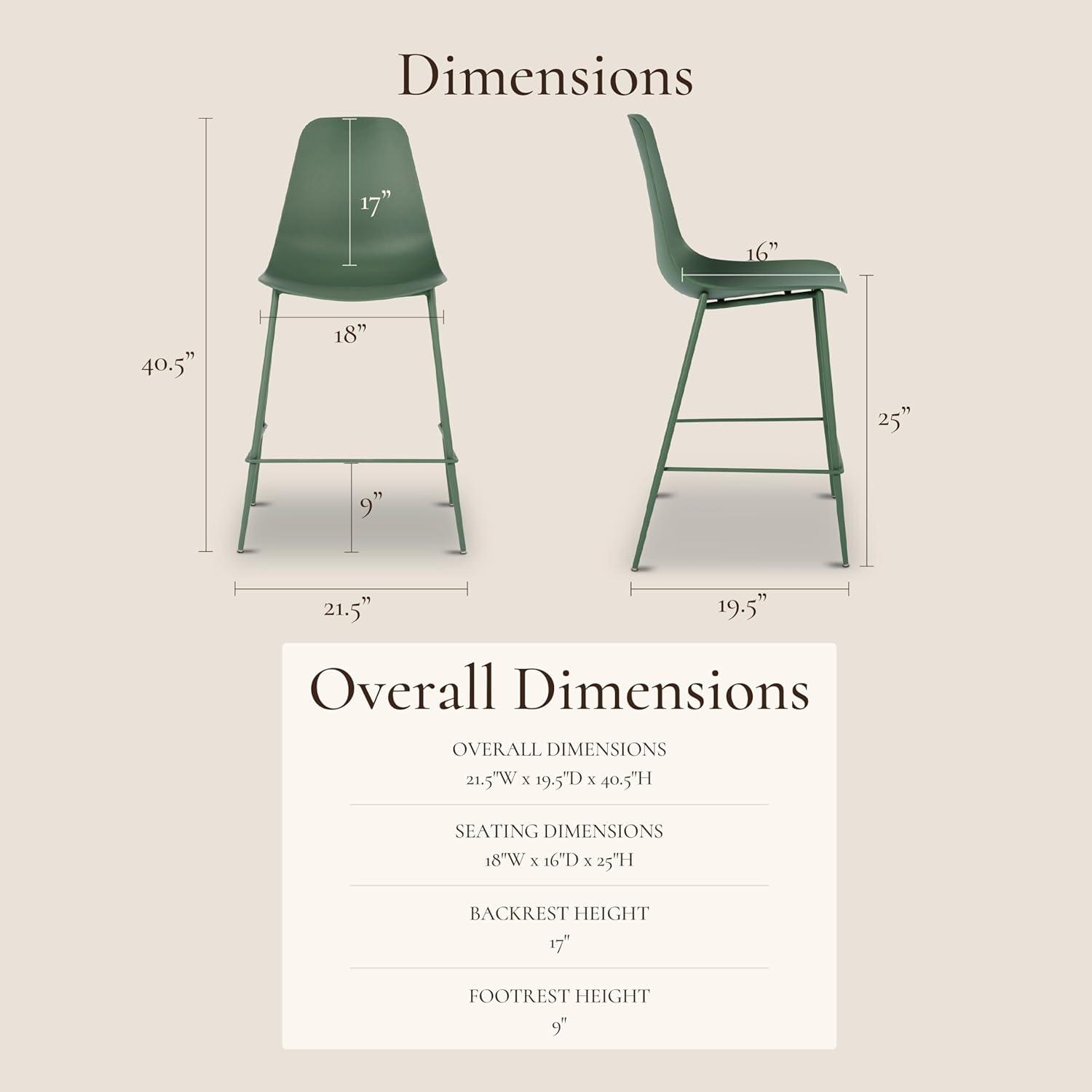 Poly and Bark Poly & Bark Isla Counter Stool (Set of 3) - 25" Seat Height Pistachio Green