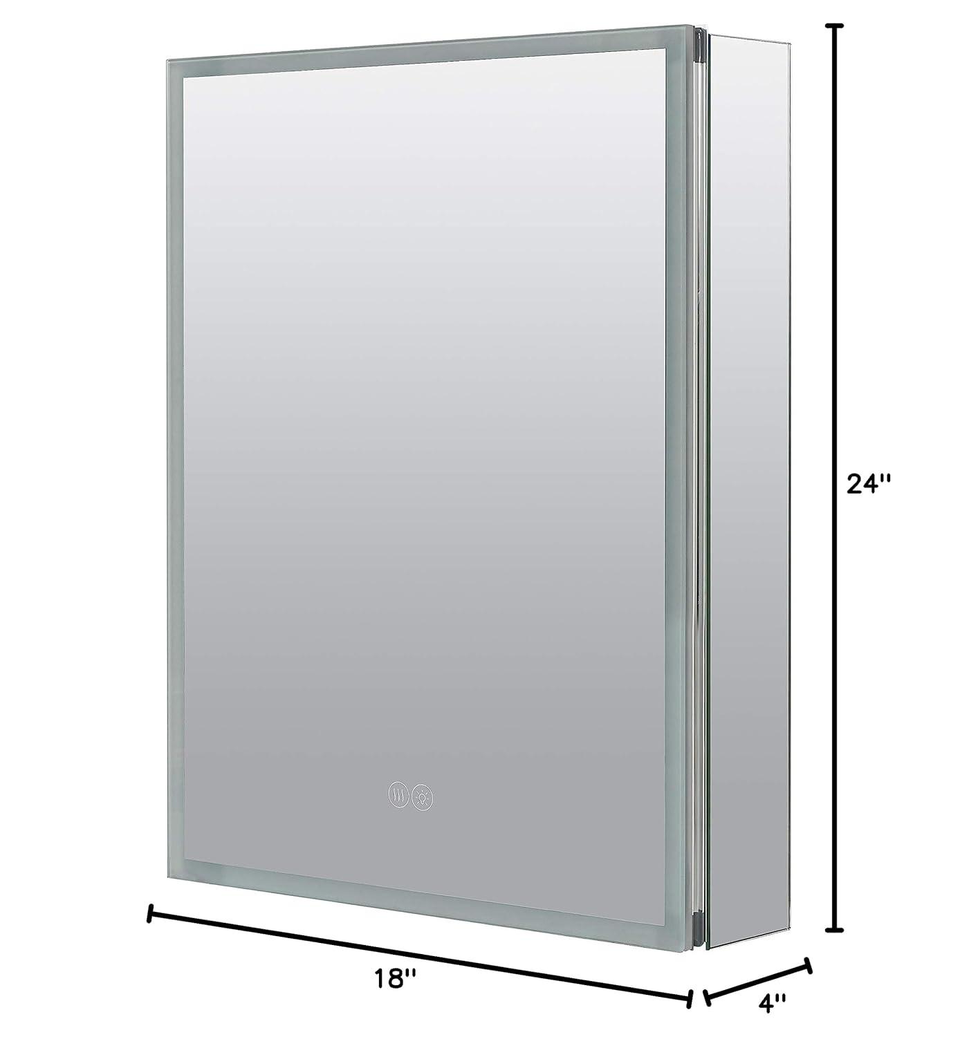 Arlot Recessed or Surface Mount Framed Medicine Cabinet with LED Lighting and Electrical Outlet