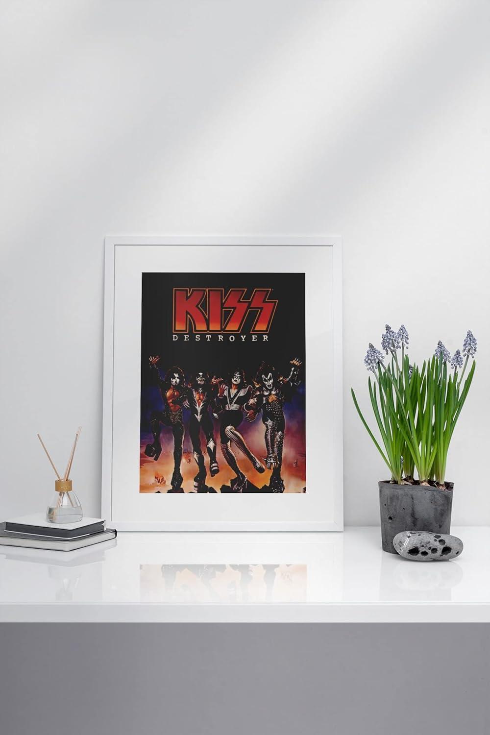 Kiss Band Destroyer Poster Album Cover Merchandise Collectibles Kiss Memorabilia Heavy Metal Music Merch 1970s Retro Vintage Cool Wall Decor Room Home Gift Cool Wall Art Print Poster 12x18
