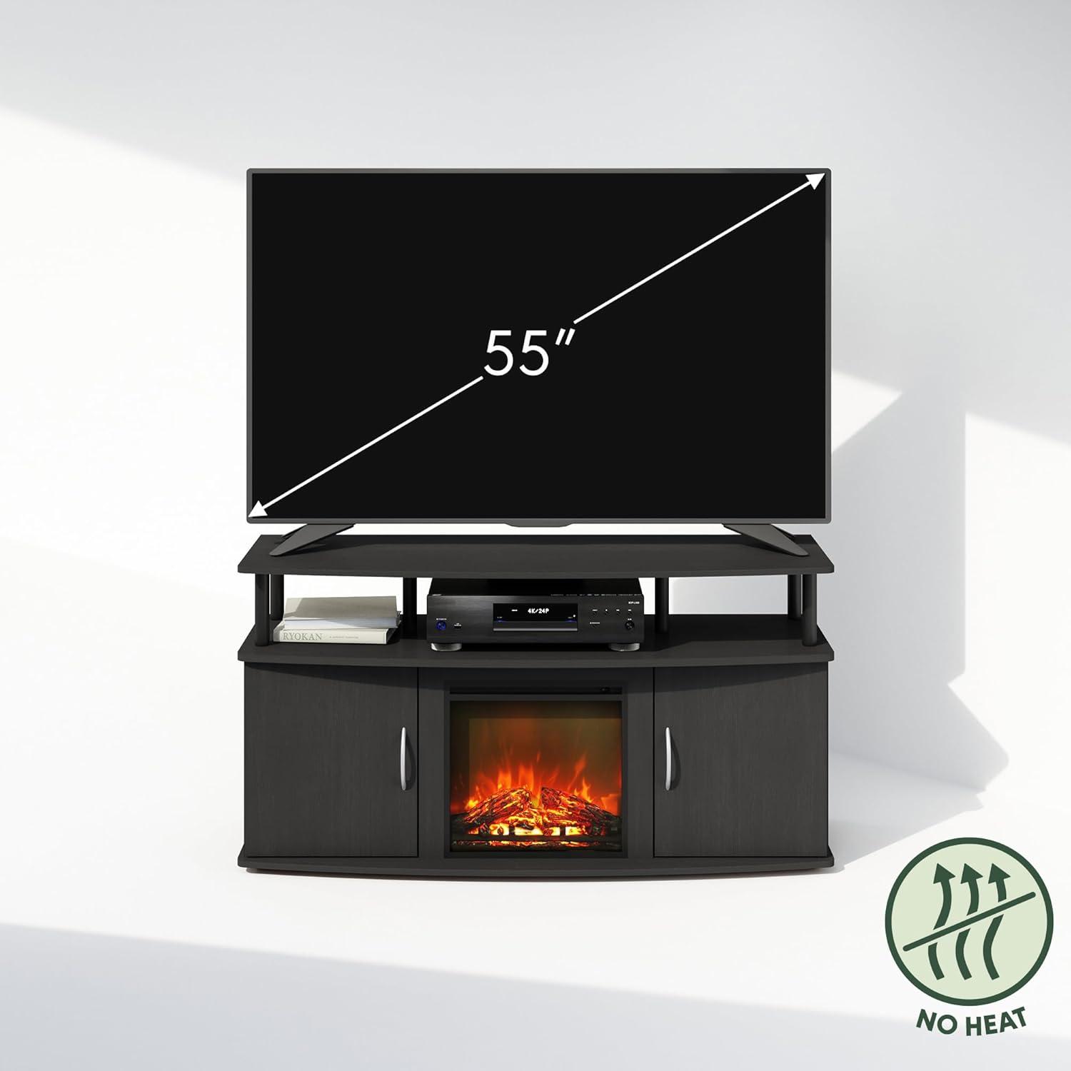 Furinno Electric Fireplace TV Stand, Entertainment Center for TV up to 55 Inch