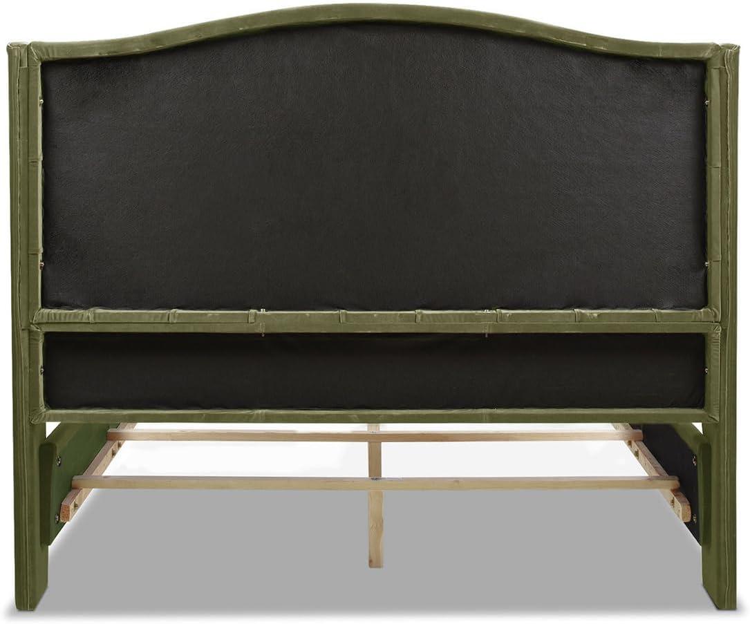 Jennifer Taylor Home Marcella Tufted Wingback Queen Bed Olive Green