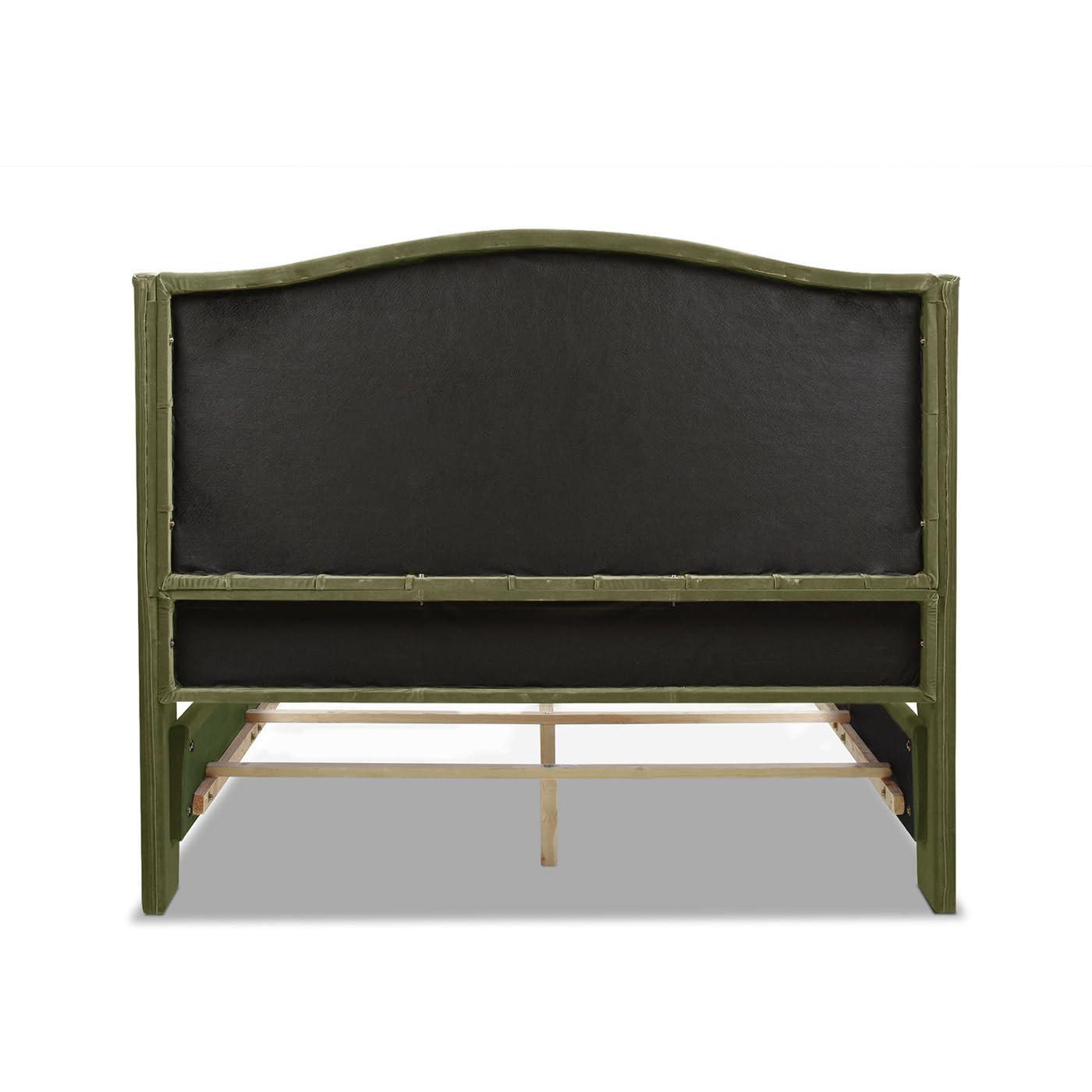 Jennifer Taylor Home Marcella Tufted Wingback Queen Bed Olive Green