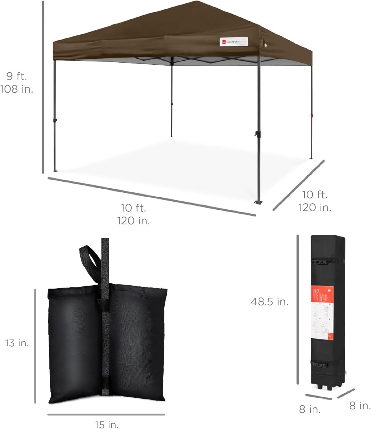 Best Choice Products Best Choice Products Easy Setup Pop Up Canopy W/ 1-Button Setup, Wheeled Case, 4 Weight Bags