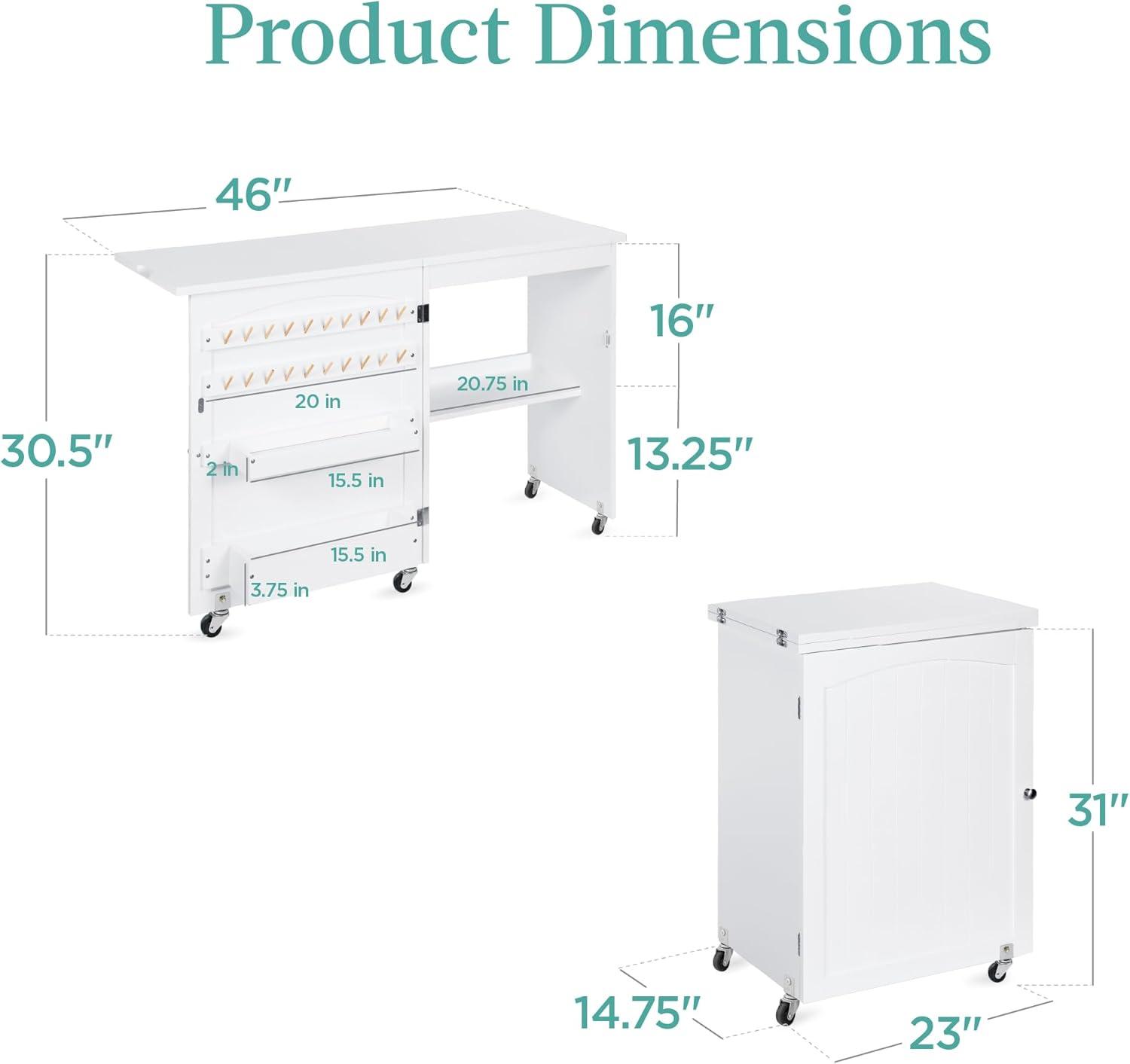 Best Choice Products 46'' x 16'' Sewing Table with Sewing Machine Platform and Wheels