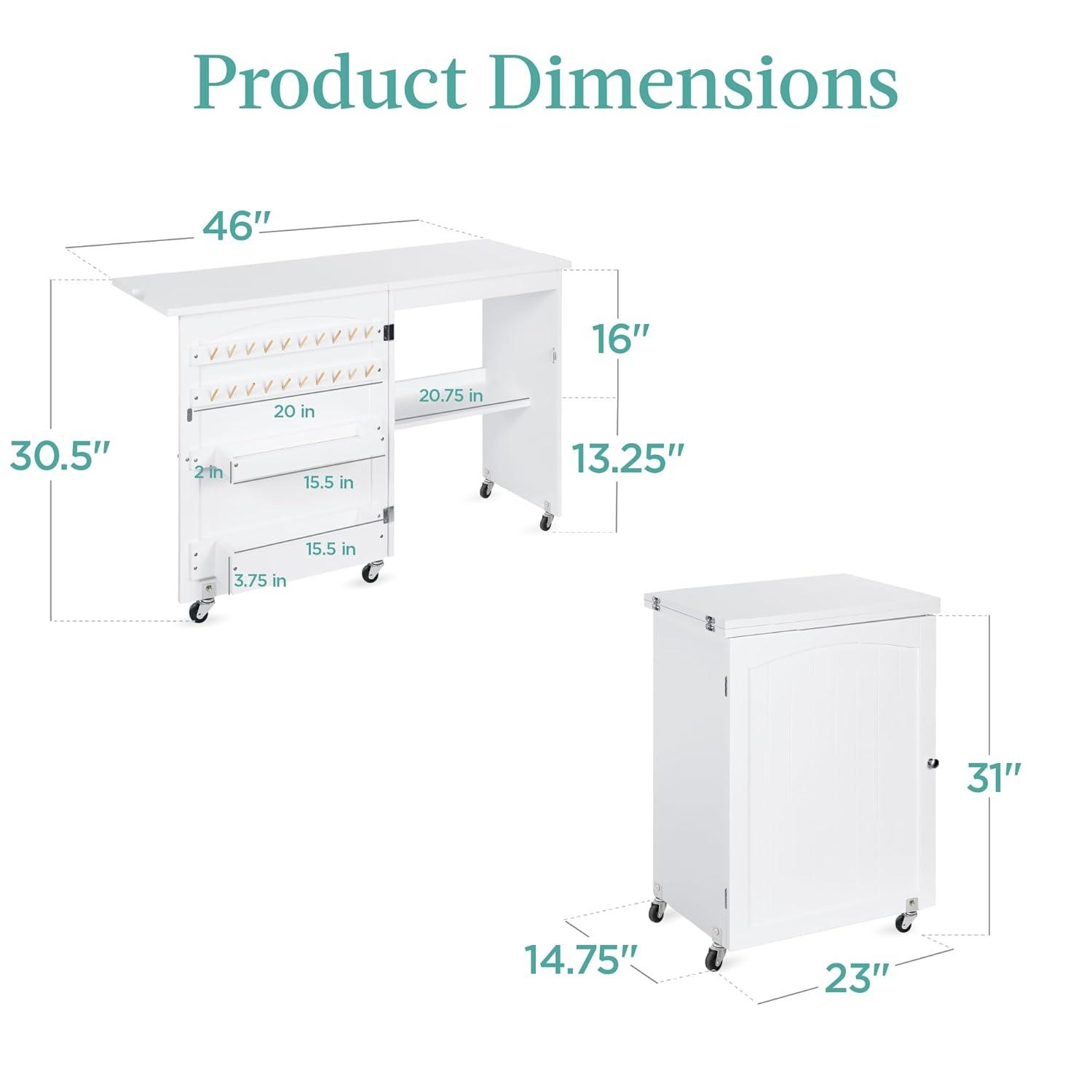 Best Choice Products 46'' x 16'' Sewing Table with Sewing Machine Platform and Wheels