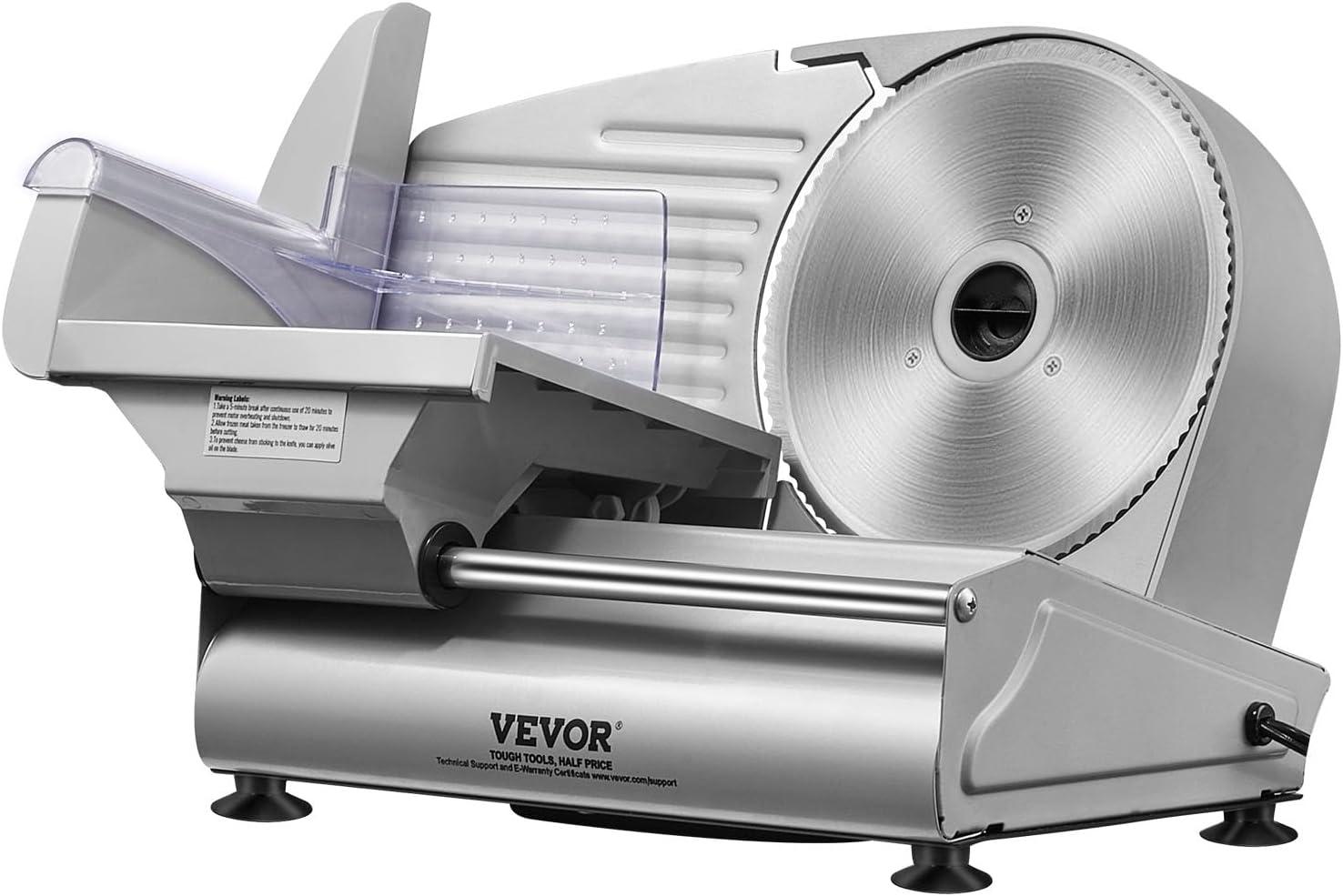 VEVOR Meat Slicer, 7.5 inch Electric Deli Food Slicer, 180W Meat Cutter with a Premium SUS420 Blade, 0-0.6 inch Adjustable Thickness, Slicer Machine
