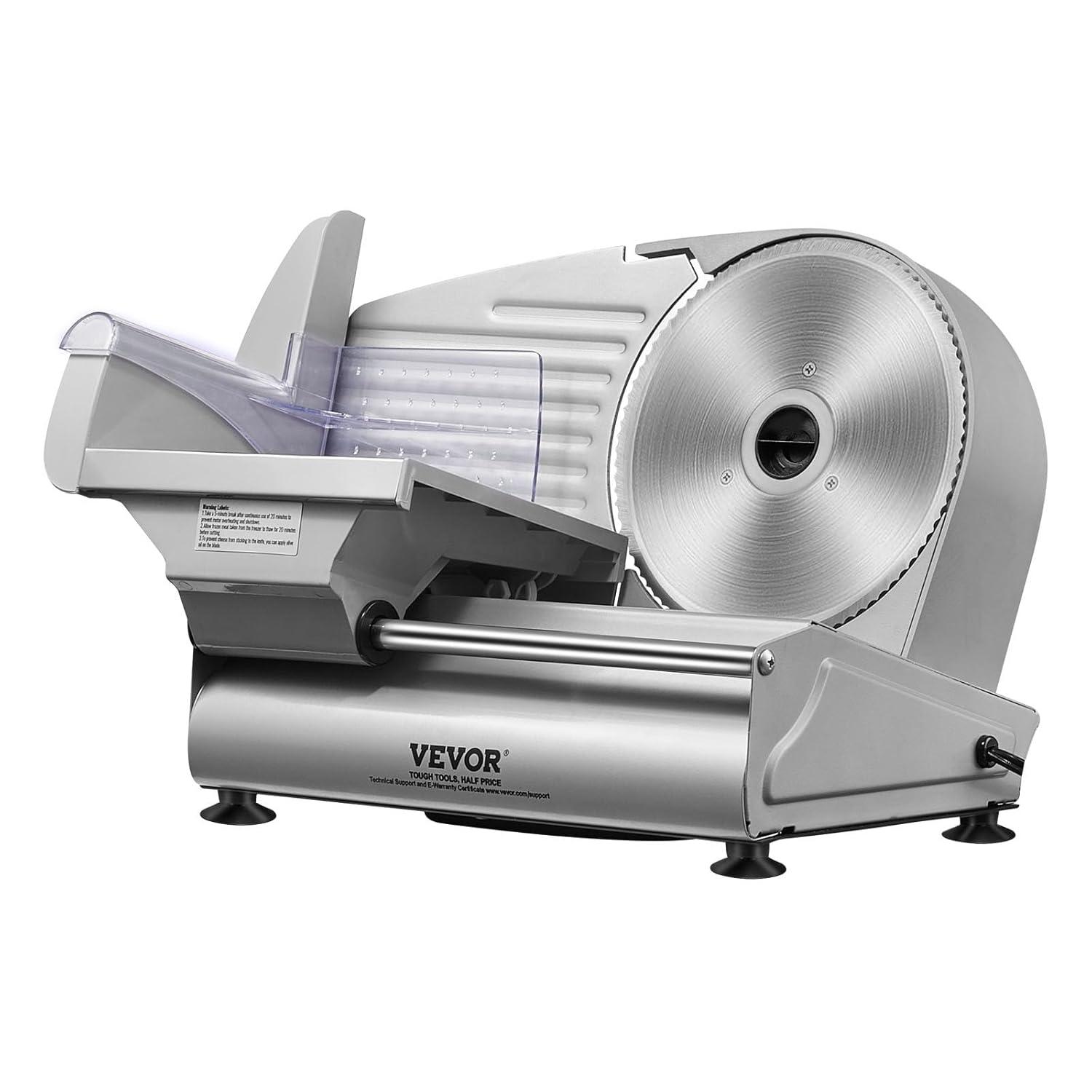 VEVOR Meat Slicer, 7.5 inch Electric Deli Food Slicer, 180W Meat Cutter with a Premium SUS420 Blade, 0-0.6 inch Adjustable Thickness, Slicer Machine