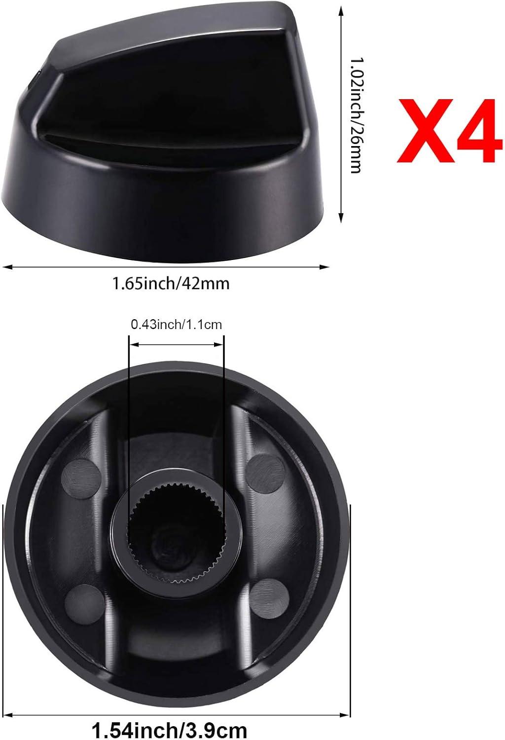 Myenne 4 Pack Oven Control Switch Knobs With 12 Adapters Universal Stove Knobs Replacements Burner Range Knobs For Oven Stove Range Black