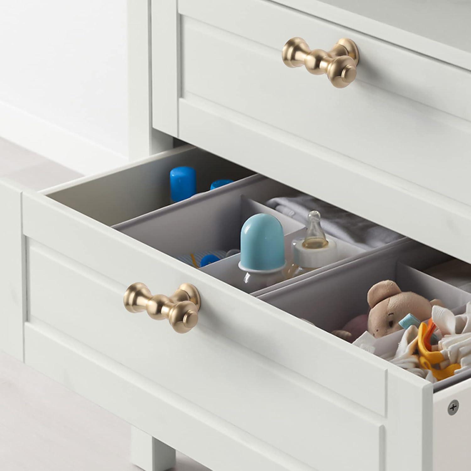 Asidrama 10 Pack Brushed Brass Cabinet Knobs - Gold Dresser & Drawer Knobs for Kitchen Cabinet Hardware