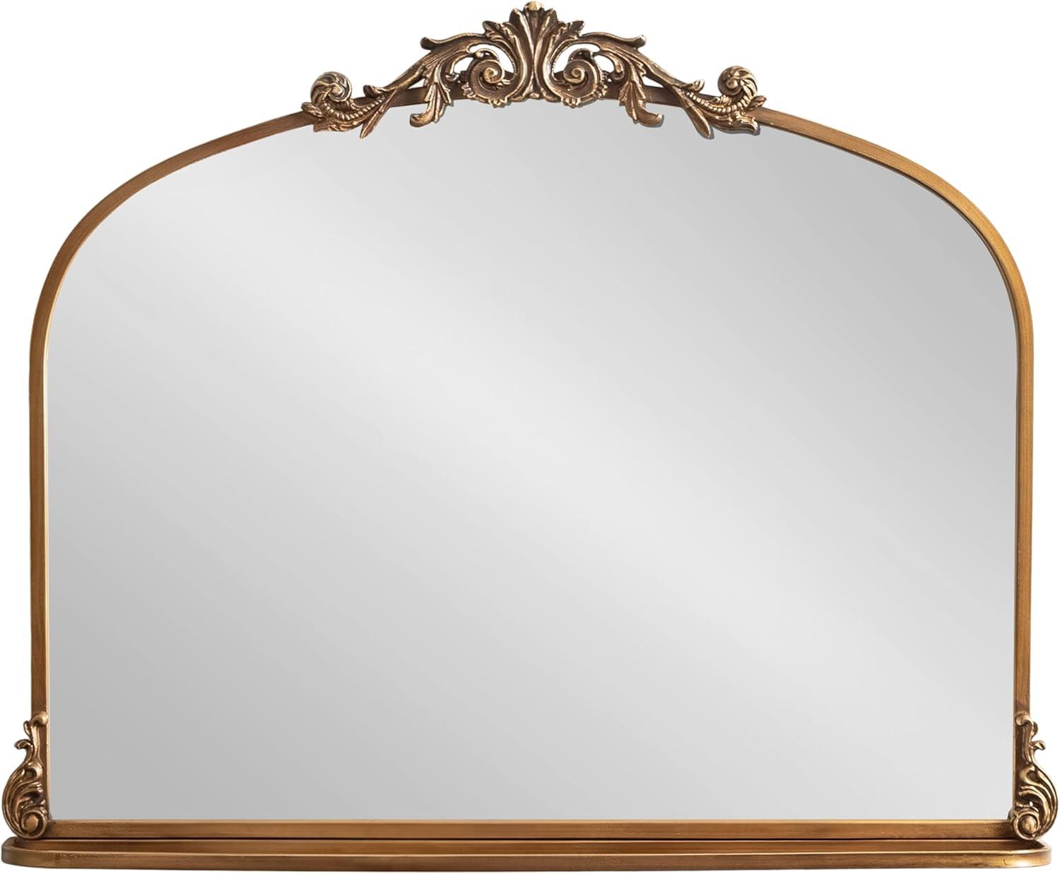 Kate & Laurel All Things Decor 33"x26" Arendahl Traditional Arch Mirror with Shelf Gold